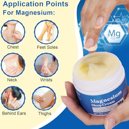 Magnesium Cream for Sleep, Magnesium Lotion for Sleep Magnesium Oil for Feet Muscle & Relaxation,Rich in Almond Oil, Lavender, Vit E Magnesium Butter for Sleep Topical Magnesium Sleep Cream 3.17oz