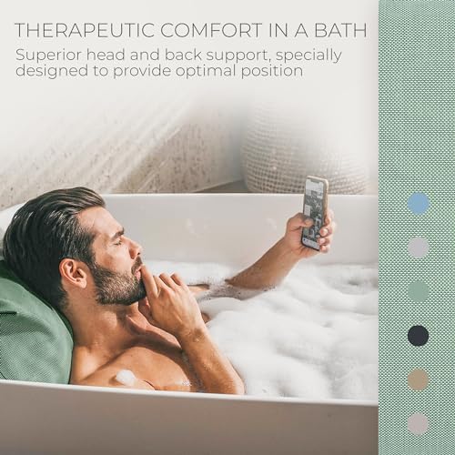 Bath Pillow S | Extra Comfortable Mesh Bath Cushion with Magic Dry Function | Green, Size: 19.7x23.6 inches | Hygienic Home Spa Pillow for Bathtub or Hot Tub