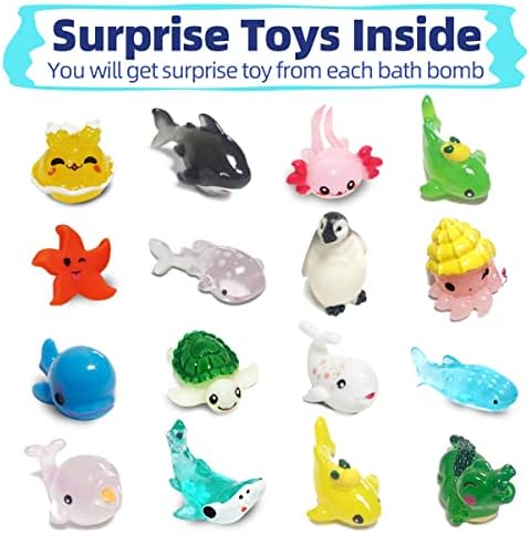 Bath Bombs for Kids with Surprise Toys Inside, 12 Pack Shell Kids Bath Bombs Gift Set for Girls Boys Birthday, Christmas, Halloween, Handmade Organic Bath Fizzy Bomb with Sea Animal for Children
