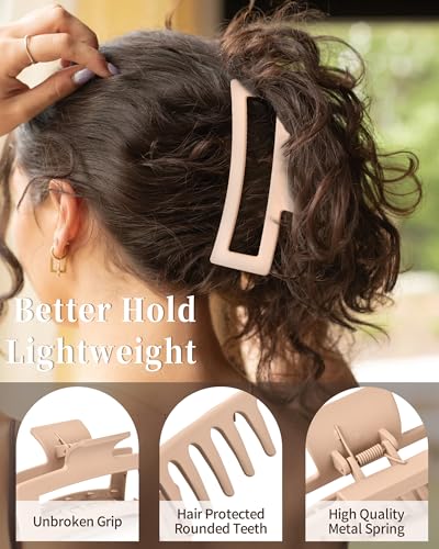Yanibest 3 Pack Hair Clips for Women 5.1 Inch Large Claw Clips for Women Thick Curly Hair, Big Matte Banana Clips,Strong Hold Jaw Clips