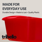 Tribello Plastic Wash Tub Dishpan Basin and Foot Bath for Soaking Feet, Laundry Hand Wash Bucket, Dish Pans for Washing and Storage Cleaning Supplies - 12 Quarts - Heavy Duty - Made in USA (Red)