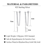 SLUYNZ Solid 925 Sterling Silver Bar Dangle Earrings for Women Minimalist Dangle Earrings Threader Chain (A-Silver)