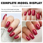 LoveOurHome 240pc Red Press on Nails Medium Square Fake Nails Press ons Square Nail Tips Red Acrylic Nails Christmas Glue on Nails False Artificial Fingernails with Glue Adhesive Tabs Women Girls