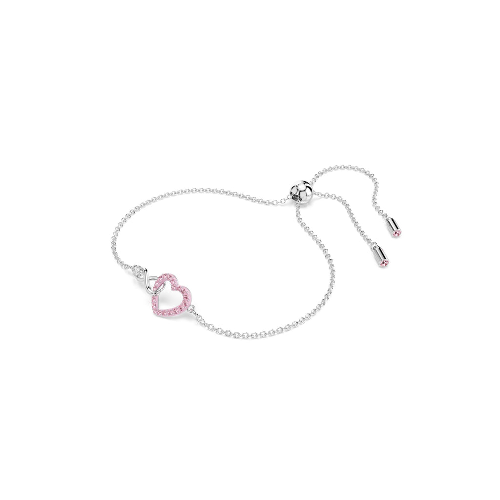Swarovski Hyperbola Bracelet, Heart And Infinity, Pink, Rhodium Finished