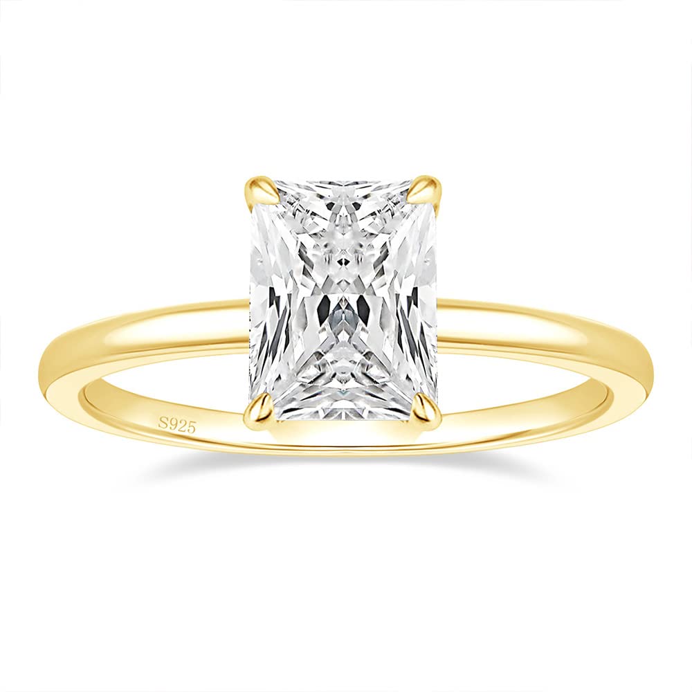 EAMTI 925 Sterling Silver Engagement Rings for Women Radiant Cut Size 6.5