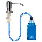 Soap Dispenser for Kitchen Sink, Brushed Nickel Countertop Soap Dispenser Pump, 47" Silicone Extension Tube Connect to The Soap Bottle Directly, Say Goodbye to Frequent Refills (Brushed Nickel)