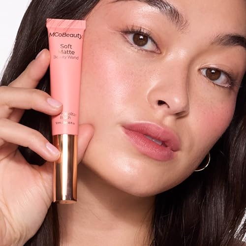 MCoBeauty Soft Matte Beauty Wand, Peach Bellini Blush, Velvety Finish of Buildable Color, Vegan, Cruelty Free Cosmetics
