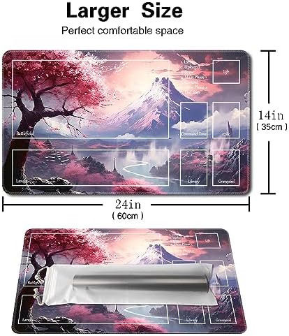 MTG Playmat Size 24x14in Free Storage Bags Non-Slip Backing, Ideal for Card Game Enthusiasts TCG Playmat (Sakura Kasumi-Deck)