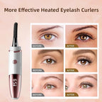 Heated Eyelash Curlers - Fast Heat up Within 10s - 24 Hours Long Lasting - Rechargeable Electric Eyelash Curler with Type-C, with 4 Heating Modes Anti-Burn Mini Lash Curler with LED Display-White-05