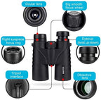 10x42 Binoculars for Adults - Professional HD Roof BAK4 Prism Lens Binoculars for Bird Watching, Hunting, Travel, Sports, Cruise, Concert, with Carrying Bag