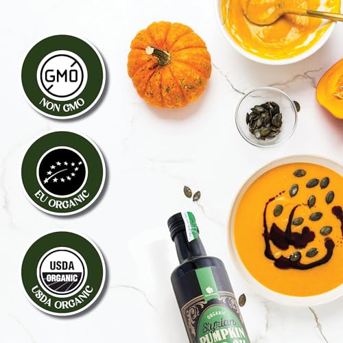 Gourmanity Organic Cold Pressed Styrian Pumpkin Seed Oil 16.9 oz, Traditionally Made in Austria, 100% Pure Healthy and Delicious Oil, Non-GMO, Vegan and Keto Friendly Dietary Supplement