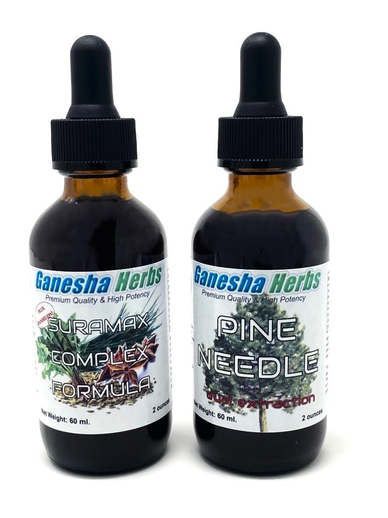 Ganesha Herbs Suramax and Pine Needle Complex Formula Tincture High in Shikimic Acid - Value Pack - 2 Oz (2 Pack)