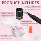 Lash Extension Glue 5ml, Eyelash Extension Glue, 2-3s Drying Time, Retention up to 7-8 Weeks, Power Extreme Waterproof for Professional Use Only