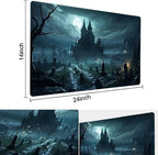 MTG Playmat Size 24x14in Free Storage Bags Non-Slip Backing, Ideal for Card Game Enthusiasts TCG Playmat (A Spooky Place-No Deck)
