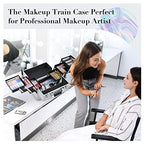 FRENESSA Makeup Case Cosmetic Organizer Case Extra Large 12 Inch 6 Trays Portable Makeup Organizer Case Make Up Carrying Box with Lockable for Esthetician Nail Students Craft Travel Glitter Silver