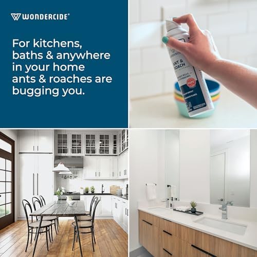 Wondercide - Ant & Roach Aerosol Spray for Kitchen, Home, and Indoor Areas - Ant, Roach, Spider, Flea, Stink Bug Killer with Natural Essential Oils - Pet Safe - 10 oz 2-Pack