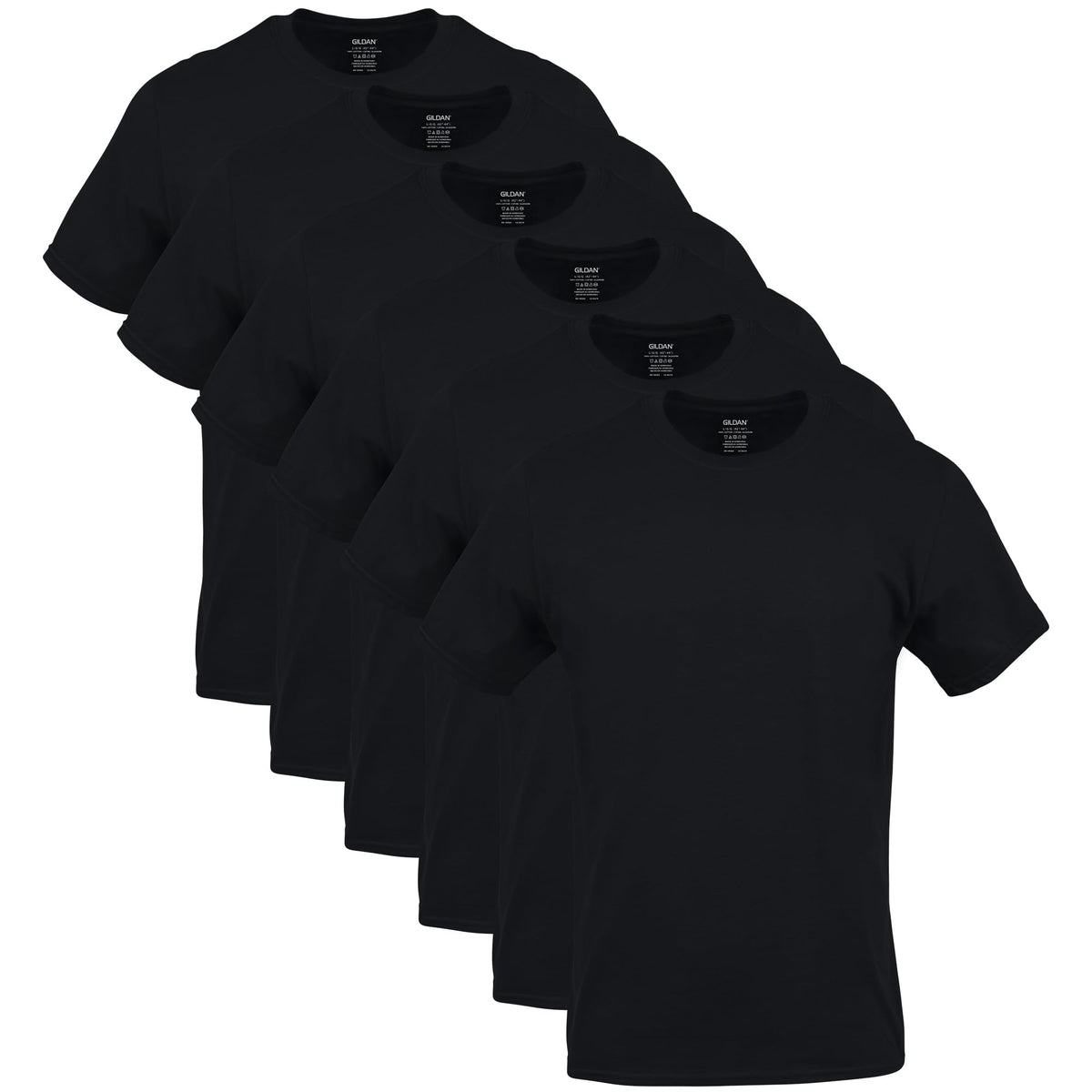 Gildan Men's Crew T-Shirts, Multipack, Style G1100, Black (6-Pack), 2X-Large