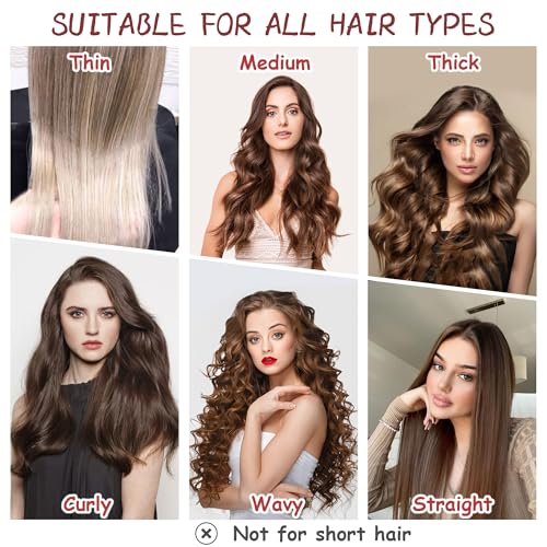 6 Pcs Heatless Hair Curling Set with Satin Overnight Headbands - Creates Beautiful Curls Without Heat Damage (pale pink)