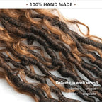 ToyoTress Boho Croceht Locs With Human Hair Curls - 16 Inch 8 Packs Ombre Brown Handmade Pre-Looped Crochet Braids For Black Women Human Hair, Butterfly Faux Locs (16 Inch, T30-8P)