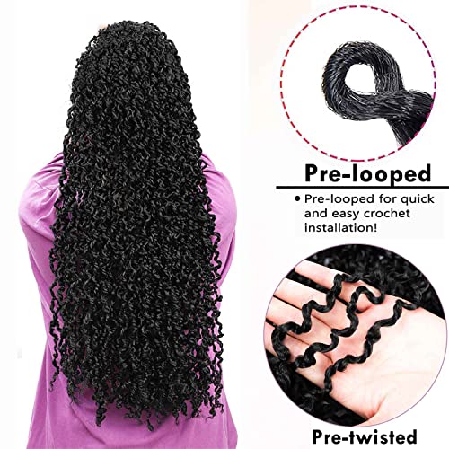 Boho Majesty Twist Crochet Hair 26" - 8 Packs Black Pre Twisted Micro Passion Twist Crochet Hair Curly Senegalese Dreadlocks Extensions Pre-looped Soft Locs Braids for Women Synthetic
