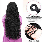 Boho Majesty Twist Crochet Hair 26" - 8 Packs Black Pre Twisted Micro Passion Twist Crochet Hair Curly Senegalese Dreadlocks Extensions Pre-looped Soft Locs Braids for Women Synthetic