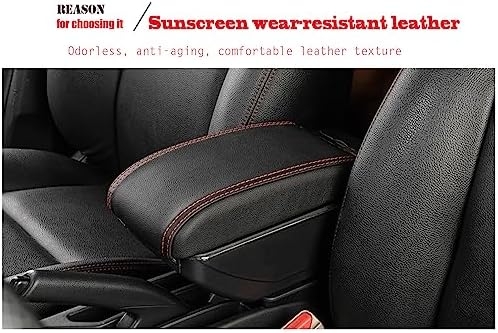 OQHAIR Armrest Box Dual Layer Car Armrest Cup Holder Center Centre Console Storage Box Tray Leather For VW For Polo Mk4 2002-2009 (9N/9N3)