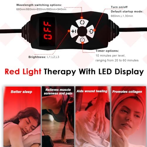 Red Light Therapy Lamp with Adjustable Stand, Timer, Height, Brightness - 660nm, 660nm+850nm, 660Nm+940nm- Effective for Body and Skin Vitality, 3-Head,Black,27W