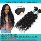 Wet and Wavy Human Braiding Hair No Weft Human Curly Hair for Boho Braids 100% Brazilian Virgin Human Hair Bulk for Micro Braids Hair 100g(2 bundles/1 pack)(24Inch,Natural Black)