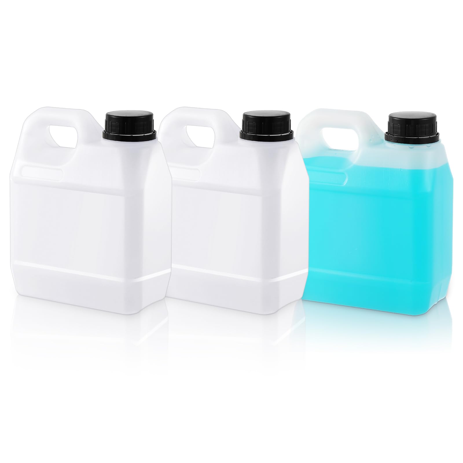 Ziliny 3 Pcs 32 oz Plastic Jug with Lids Square Empty Storage Containers HDPE Carboy Plastic Jar Containers for Water Beverage Oil Liquids (Translucent Color)