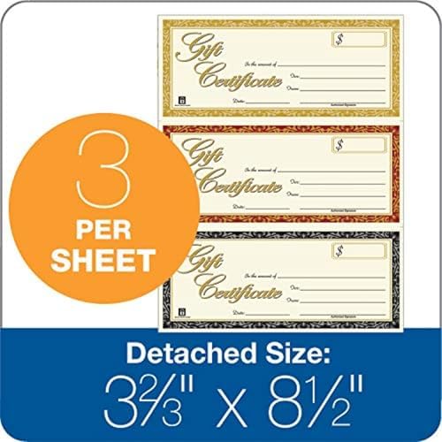 Adams Gift Certificates, Laser/Inkjet Compatible, 3-Up, 30 per Pack with Envelopes (GFTLZ),White