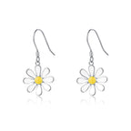 SLUYNZ 925 Sterling Silver White Flower Dangle Earrings for Women Teen Girls Daisy Flower Drop Earrings Summer Spring (A-SILVER)