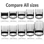CR8GR8 for Wahl Clipper Guards Set, 10 Pcs Compatible with Wahl Guards for Clippers from 1/16” to 1”, Universal Barber Guards with Metal Clip fits for All Wahl Clippers Combs #3170-400, Black
