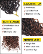 Goddess Locs Crochet Hair 14 Inch, 7 Packs Pre Looped Bohemian Faux Locs Crochet Hair For Black Women, Boho Style Synthetic Crochet Locs Braids (14 Inch, 7 Packs, T1B30)