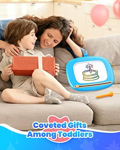 Toddlers Toys Ages 1-3, Magnetic Drawing Board, Doodle Board Pad Learning and Educational Toys for 18 Months Baby 1-3 Yr Kids Birthday Gifts - Blue