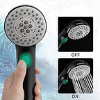 DOILIESE High Pressure 6 Setting Shower Head with Handheld, Shower Heads with ON/OFF Switch and Spa Spray - Matte Black