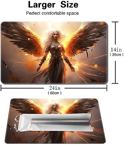 MTG Playmat Size 24x14in Free Storage Bags Non-Slip Backing, Ideal for Card Game Enthusiasts TCG Playmat (Blaze Angel-No Deck)