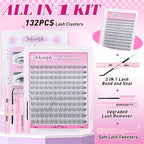 Natural Lash Clusters Kit Wispy 9-14MM Cluster Eyelash Extensions C Curl Eyelash Clusters Thin Band Individual Lashes DIY Lash Extension Kit with Lash Remover for Self Application by Delyneph