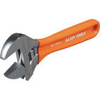 Klein Tools O5098 Adjustable Wrench, Extra-Wide Jaw, Forged Heat-Treated Alloy Steel, SAE and Metric Scales, Plastic-Dipped Handle, 8-Inch