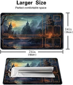 MTG Playmat Size 24x14in Free Storage Bags Non-Slip Backing Printing, Ideal for Card Game Enthusiasts TCG Playmat (with Zone,Hidden Evil)