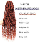 BOHOBABE Ginger Faux Locs Crochet Hair 24 Inch, Boho Soft Crochet Locs with Curly Ends, Long Copper Bohemian Goddess Locs Crochet Braids for Black Women (6 Packs, 350#)
