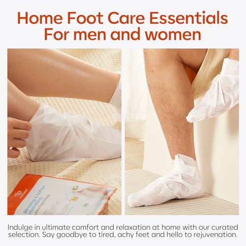 modelones 6 Pairs Hydrating Foot Mask for Dry Cracked Feet, Deep Moisturizing with Urea + Coconut Oil + Hyaluronic Acid+ Vitamin E, Foot Care for Women and Men, Soft Smooth Feet