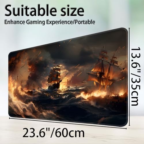 for MTG Game Playmat, for Magic TCG Rubber Play mat,Tabletop Card Playmats with Smooth Surface,Trading Card Inked Game Mat,Battle Game,Pirate Ship