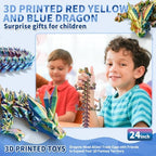 Large 3D Printed Dragon,24 Inch 3D Dragon Toys,Bigger Fidget Crystal Animals Toys, 3D Printed Articulated Animals for Home Office Car Desk Decor (Red Gold Blue, 24 inch)