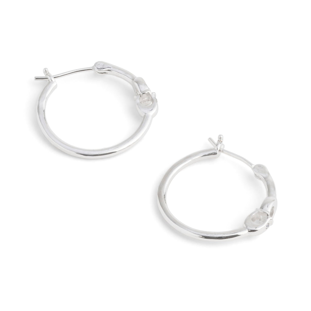 COACH Signature Hoop Earrings Rhodium One Size