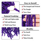 Leeven Purple Soft Locs 24 Inch 6 Packs Distressed Faux Locs Crochet Hair Pre Looped Natural Butterfly Locs Long Boho Goddess Locs Synthetic Braiding Hair for Women