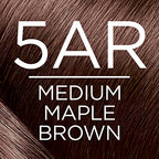 L'Oreal Paris Excellence Creme Permanent Hair Color, 5AR Medium Maple Brown, 100 percent Gray Coverage Hair Dye, Pack of 2