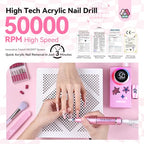 SAVILAND Powerful Electric Nail Drill Professional: 50000RPM Nail Filer Electric Nail File Rechargeable Nail Drill Kit Portable Nail Efile 2 Ceramic Bit 2 Sticker for Fast Remove Acrylic Nail