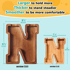 Summidate Customized Name Extra Large Wooden Piggy Bank for Kids Boys Girls Alphabets Letter A-Z Coins Bills Money Change Saving Box Clear Cover (Laser Engraved) Educational Toys 12"- Letter M