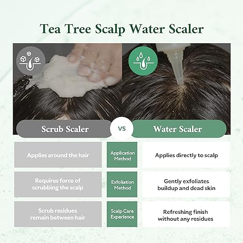 Tea Tree Scalp Water Scaler | Scalp Exfoliator for Itchy Dry Flaky Scalp, Buildup Remover, Treatment for Excess Sebum Oily Greasy Hair | Korean Hair Care Products, Refill 16.9 fl oz