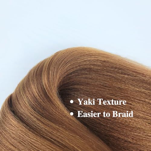 Braiding Hair Pre stretched Gold Brown Prestretched Braiding Hair for Black Women Twist Kids Ez Braid Braiding Hair Synthetic Knotless Colored Hypoallergenic Hair extensions Boho braids